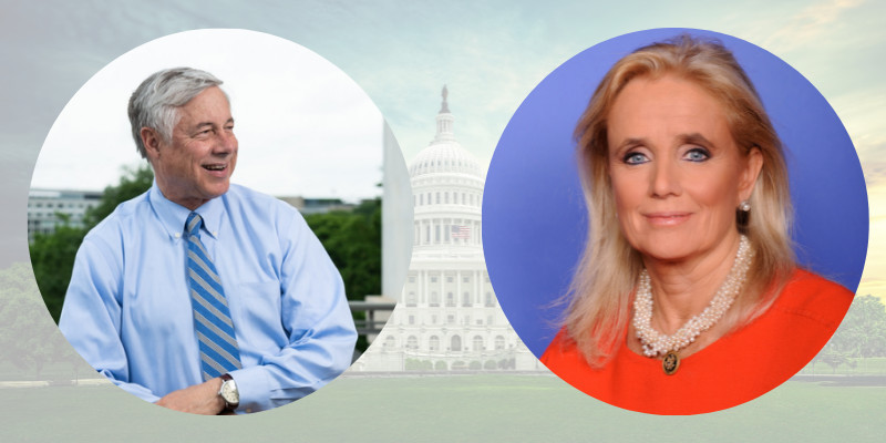 Photos of Congressman Fred Upton and Congresswoman Debbie Dingell with a background of the US Capitol