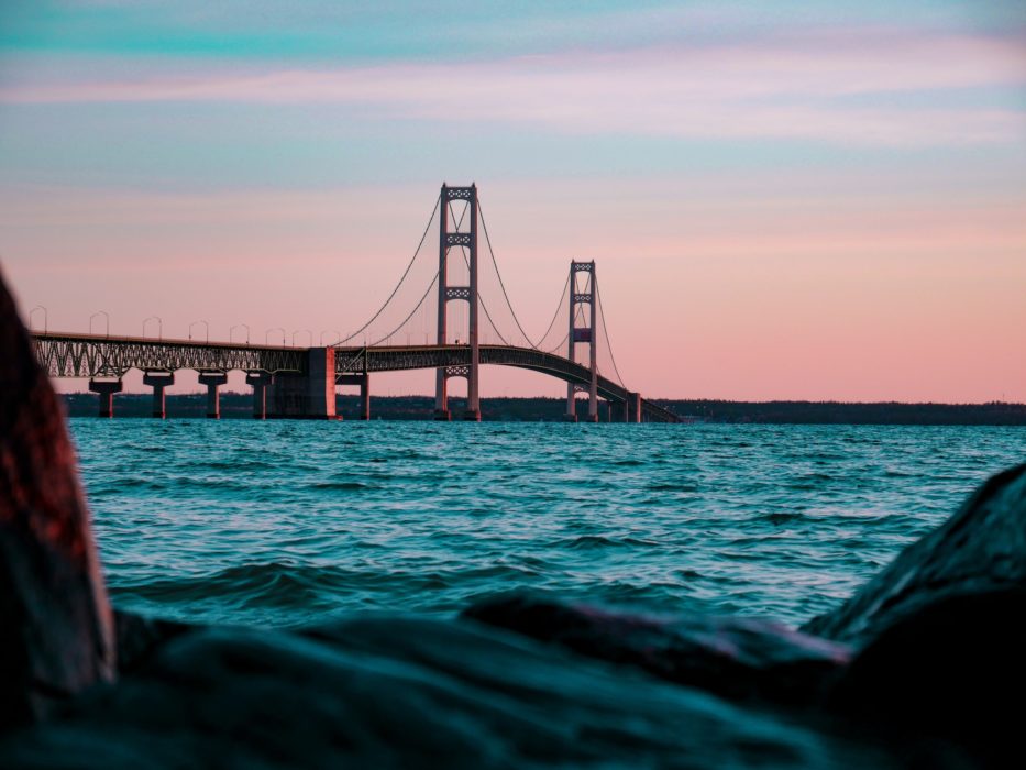 Mackinac Bridge at dusk