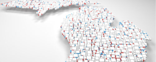 Image of Michigan with outlined areas