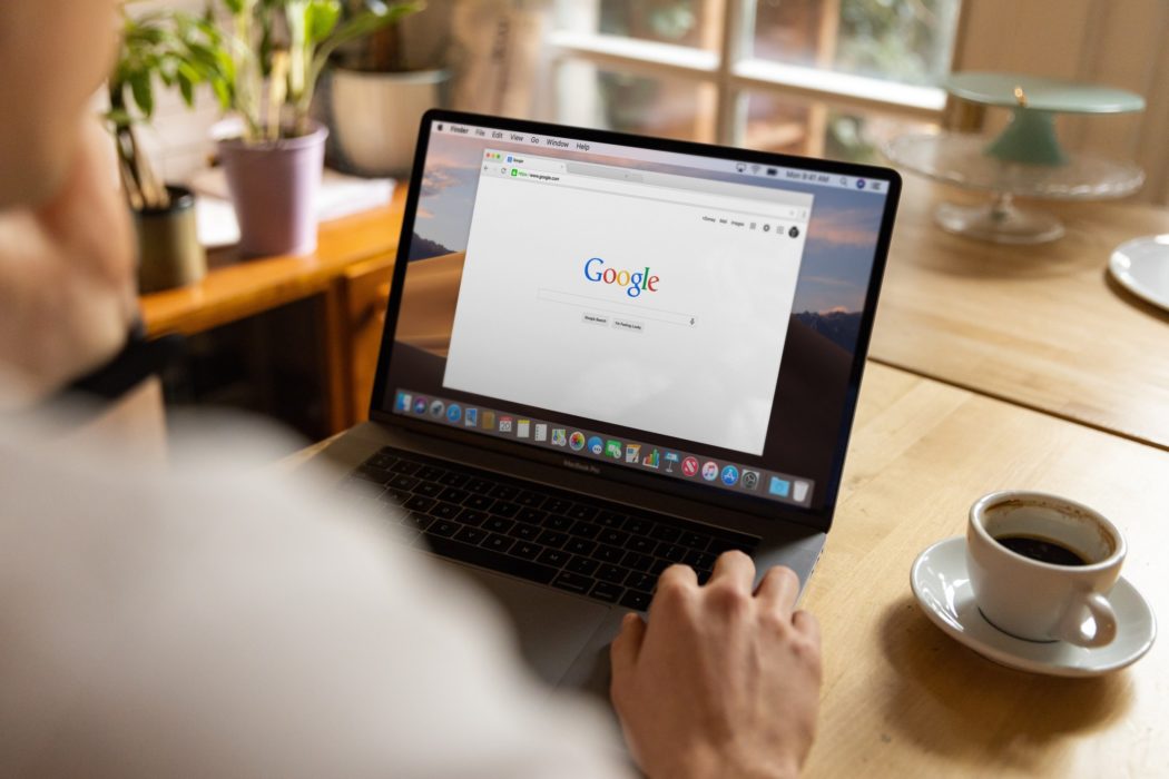 google search engine on laptop at kitchen table
