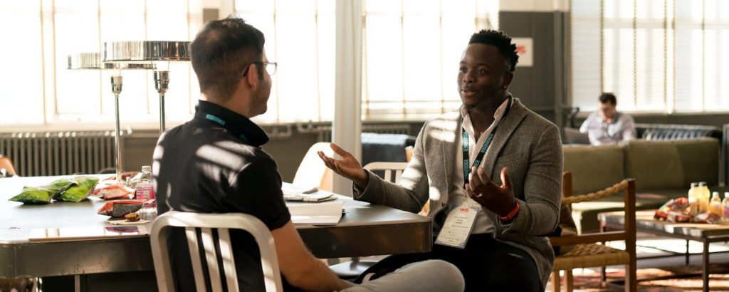 Two people interacting with each other