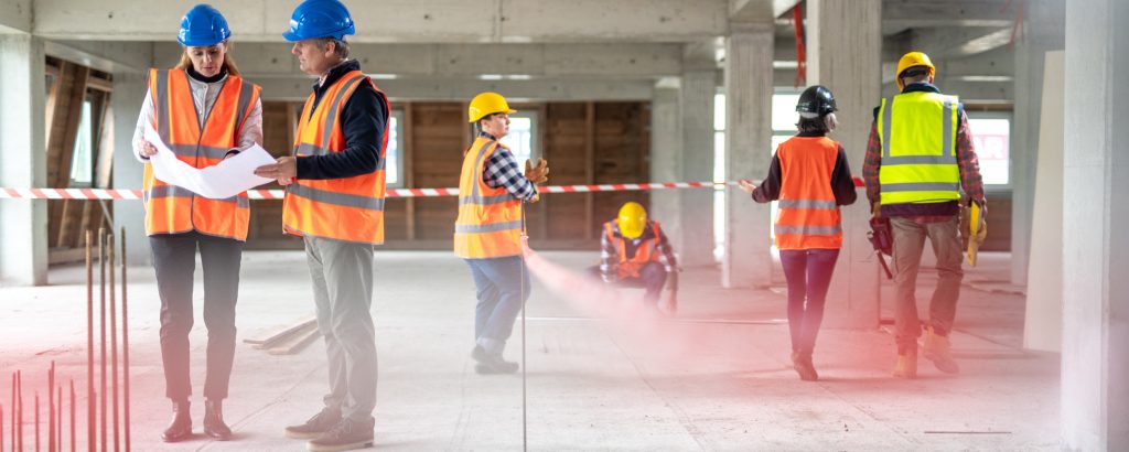 Photo of workers at a construction site