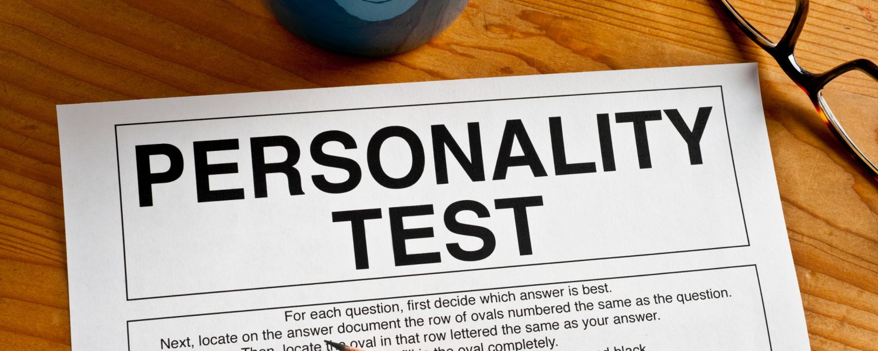 Image of a sheet of paper with the words personality test printed on it
