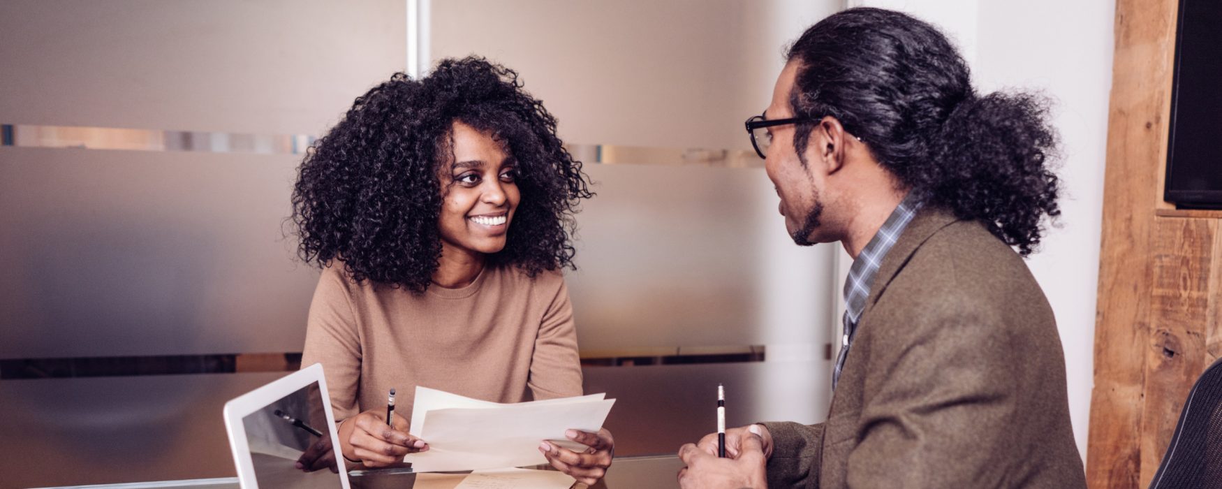 Image of two people in an interview, for Real Life HR article