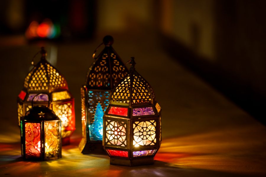 Colorfully lit lanterns