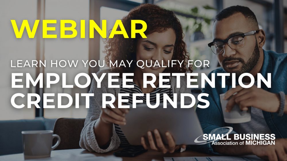 Image promoting a webinar about employee retention credit refunds