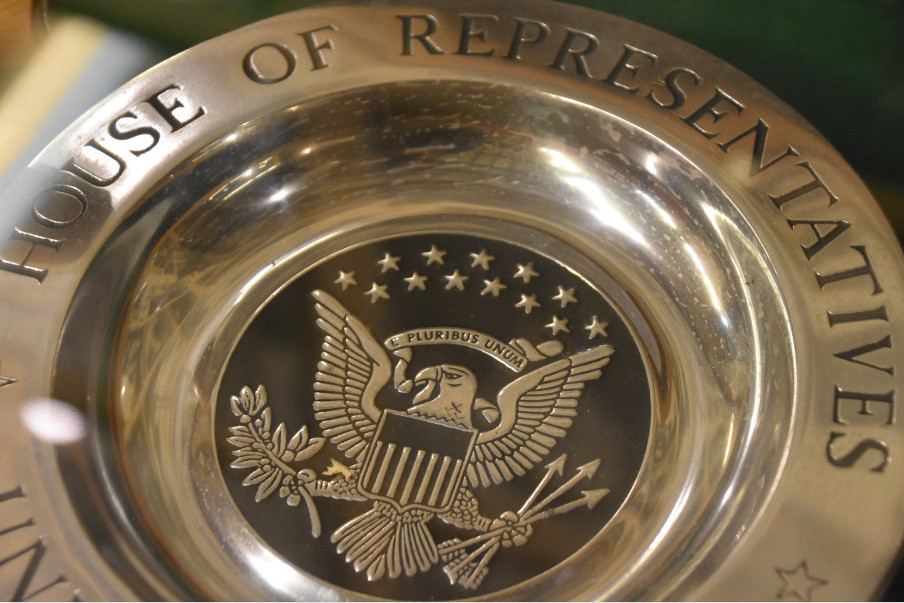 Metal sign engraved with House of Representatives