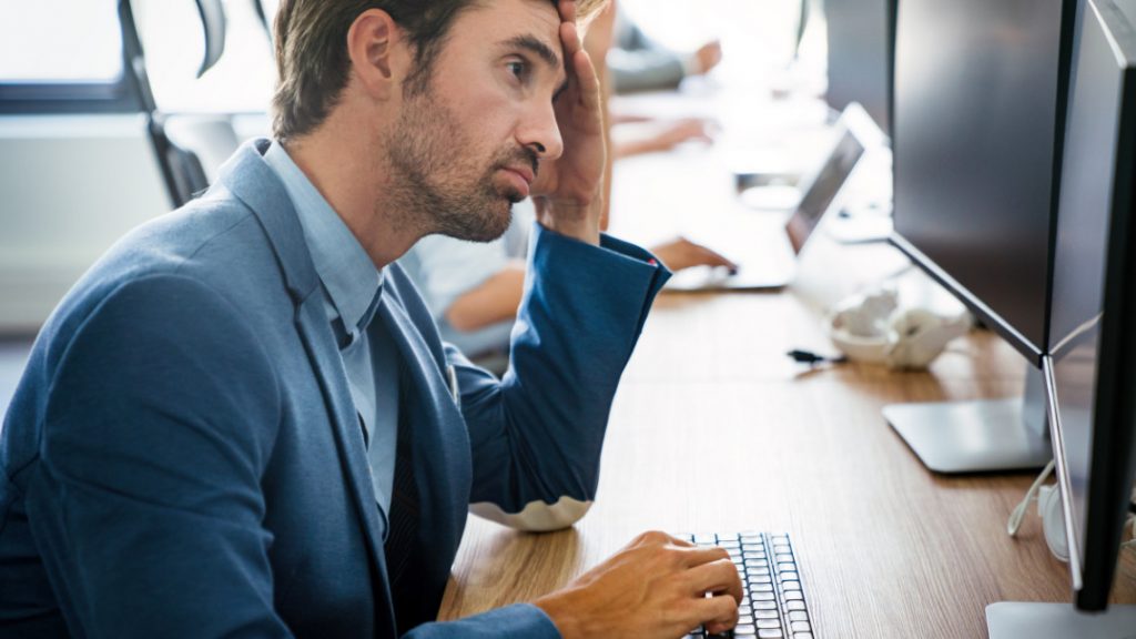 Image representing an unhappy, disgruntled worker