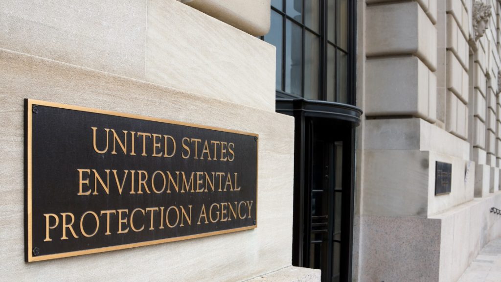 Image of the plaque on the United States Environmental Protection Agency, EPA