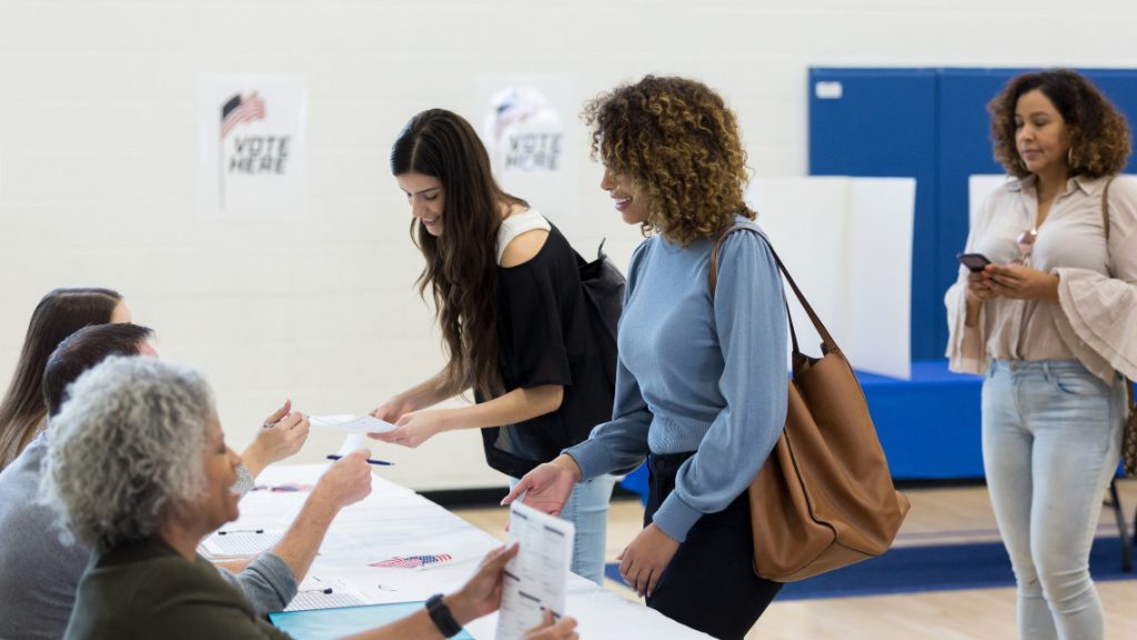 People at a voting location to cast ballot in house primaries