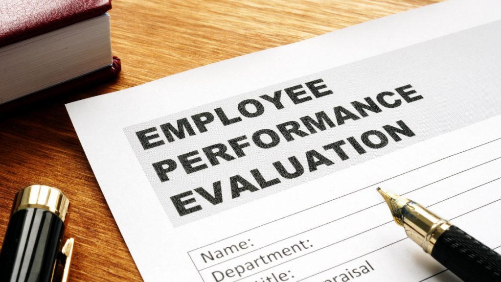 image of a form filled out for employee evaluations