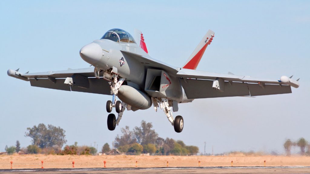 Placeholder image of a fighter jet landing at Selfridge