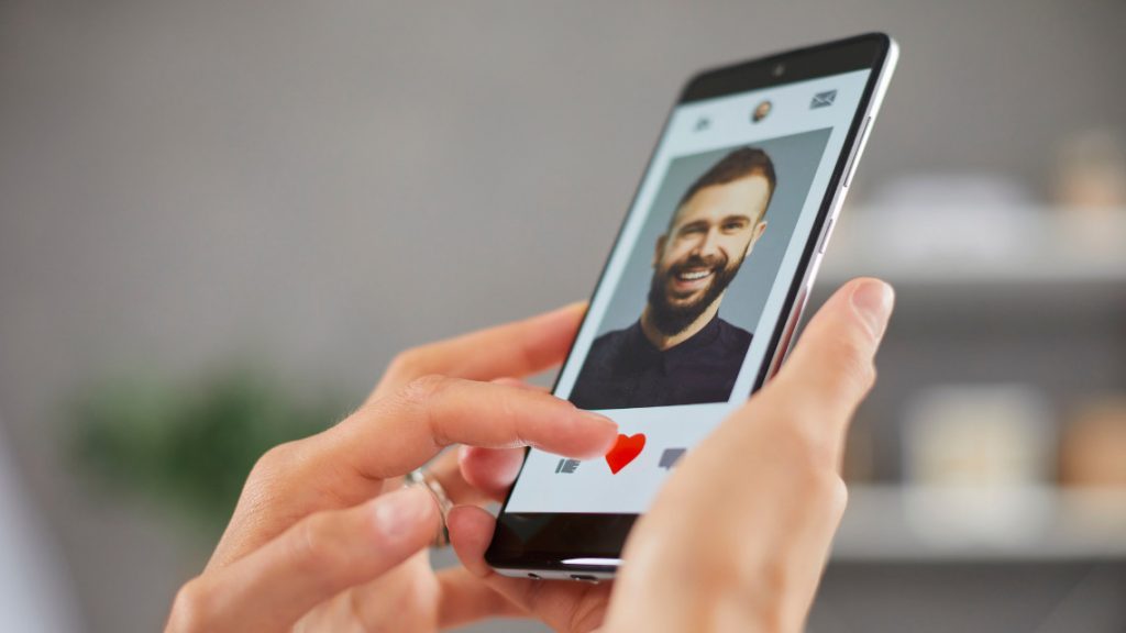 person using a dating app
