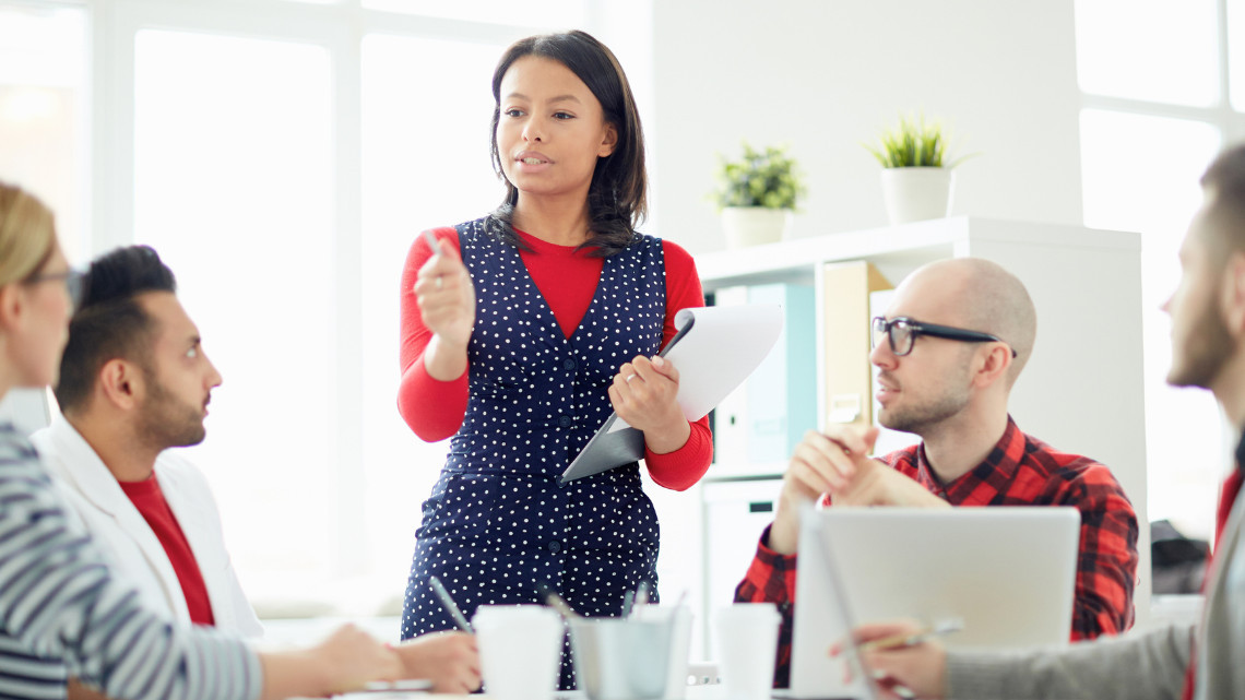 Everyday manager working with her team.