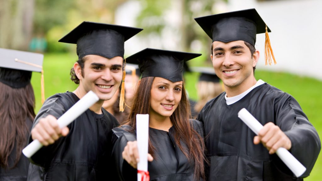 Students graduating from high school.