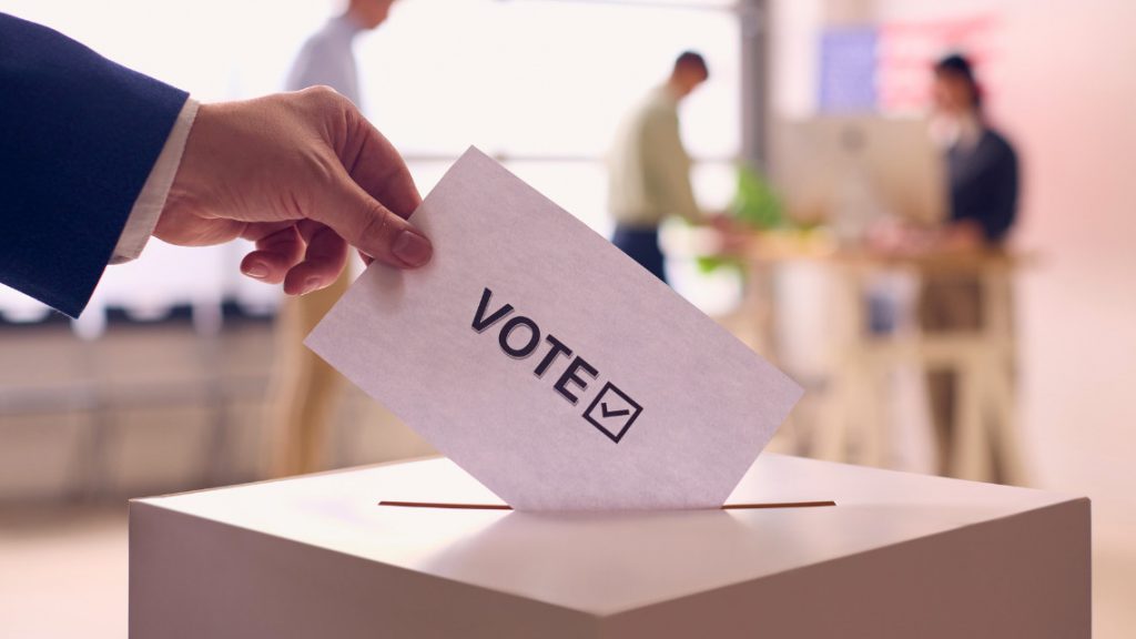 Person voting at primaries.