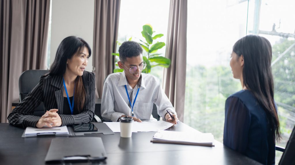 HR interviewing a candidate for possible hiring.