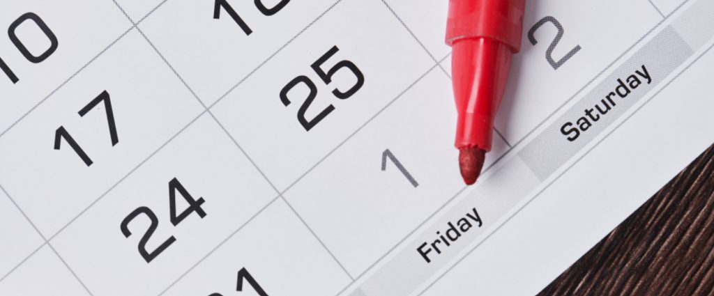Placeholder image of a calendar page showing Friday