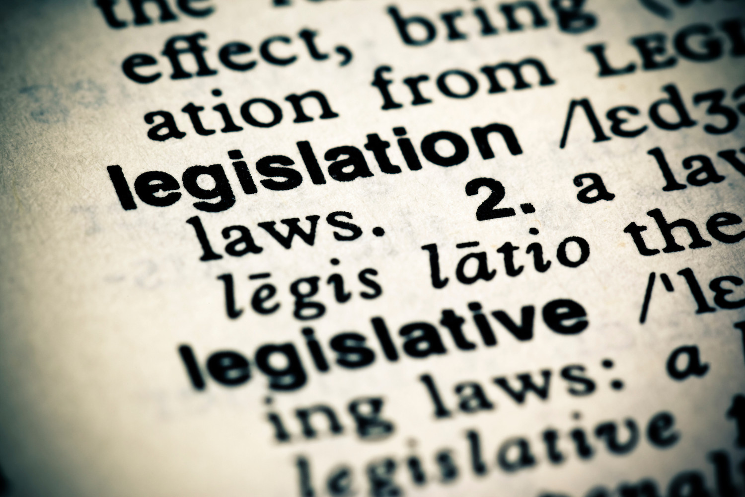The word legislation on a dictionary page