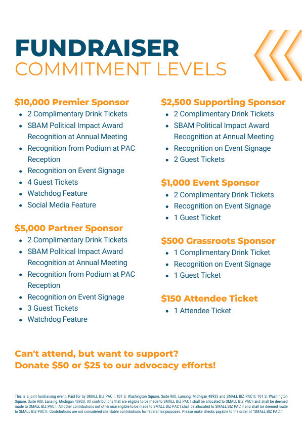 fundraiser commitment levels 2026 PAC