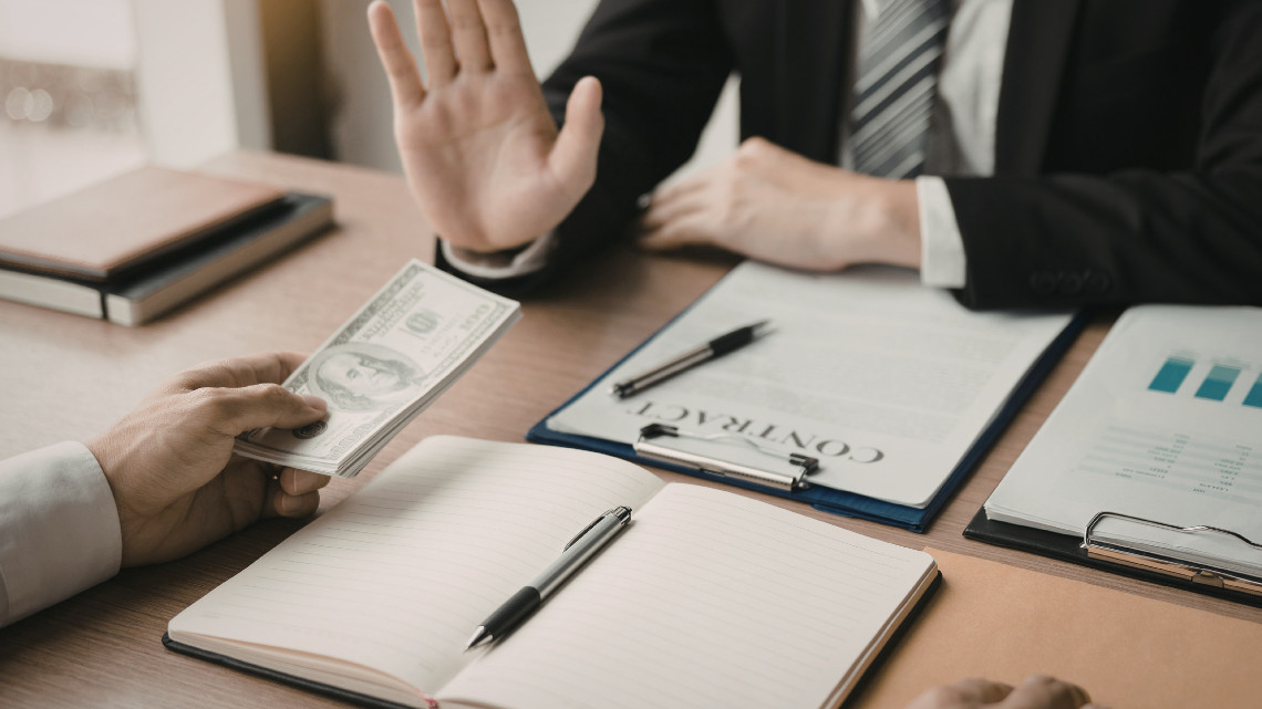 Person rejecting offer on business agreement.