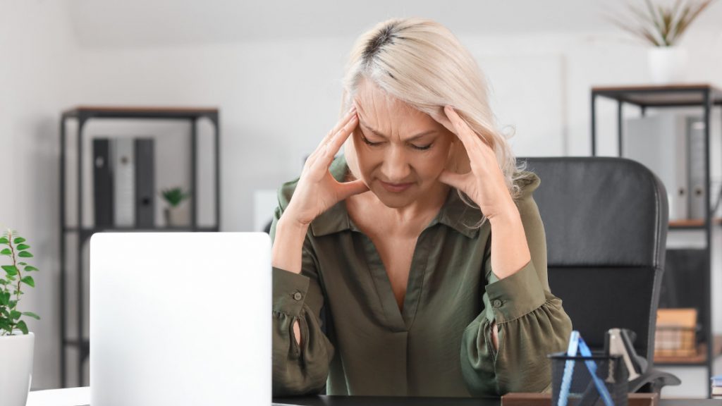 lady struggling with menopause